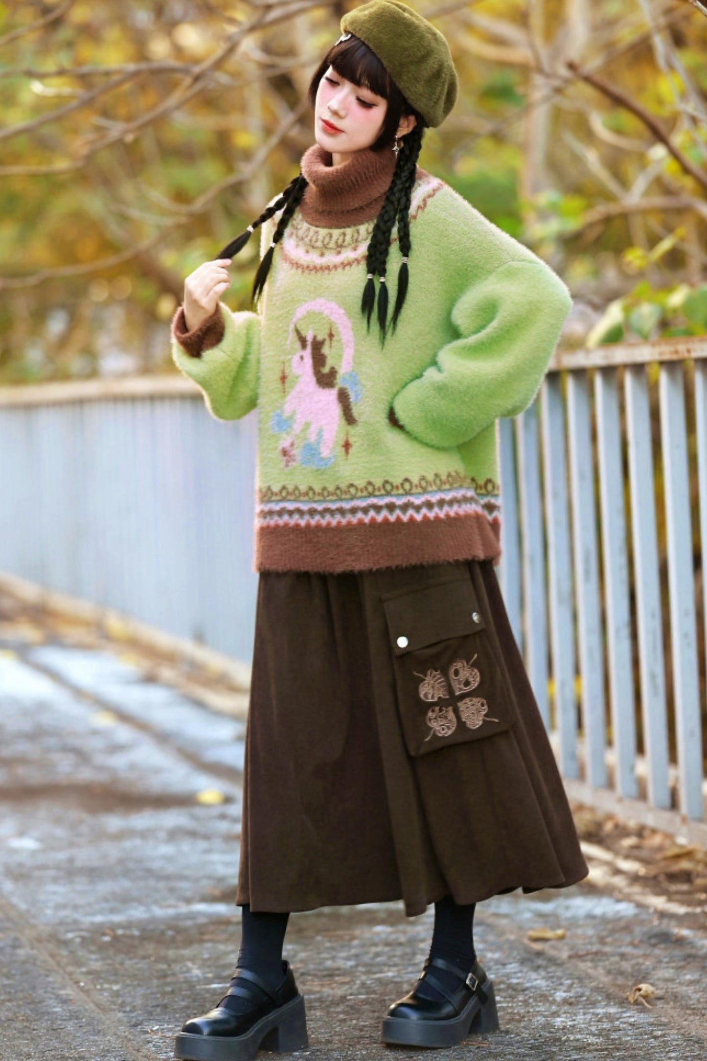 Faux Fur Jacquard Sweater