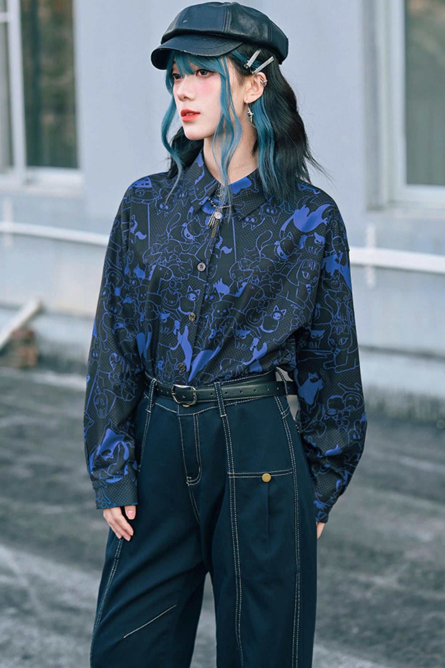 Stellar Meow Full Print Blouse