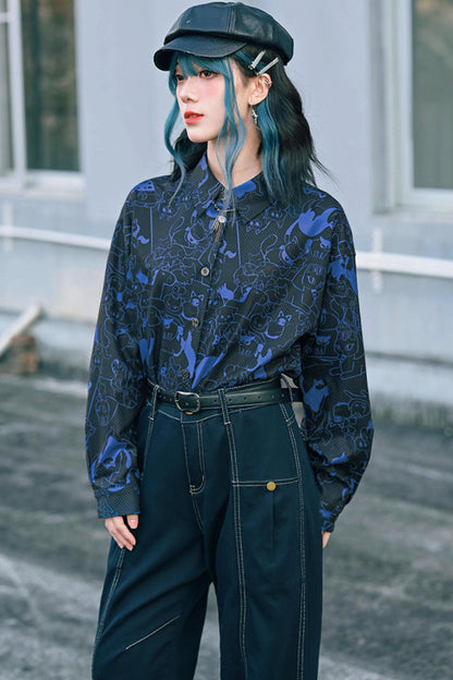 Stellar Meow Full Print Blouse