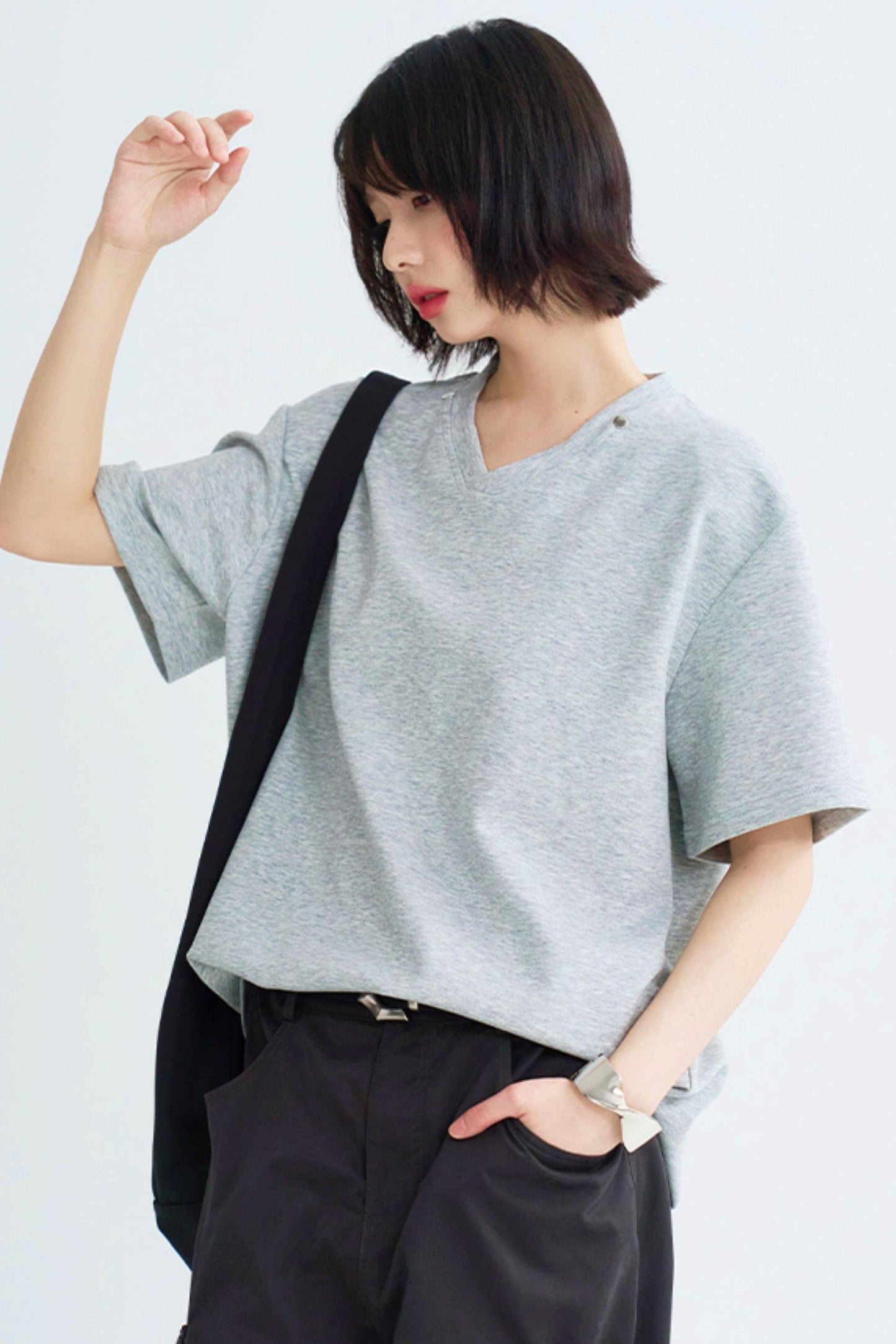 Detachable color solid tee shirt