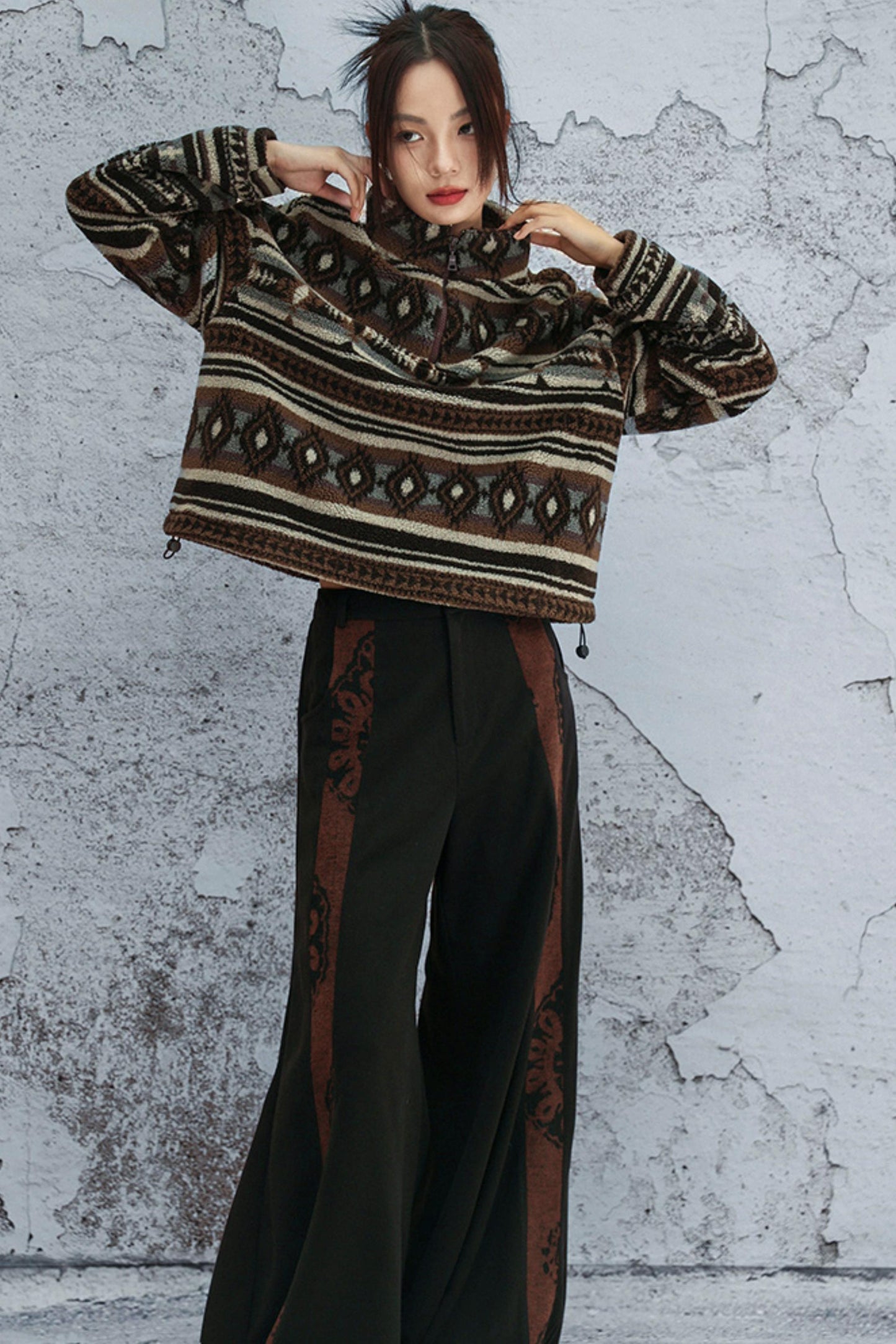 ラムウールジオメトリックジャケット