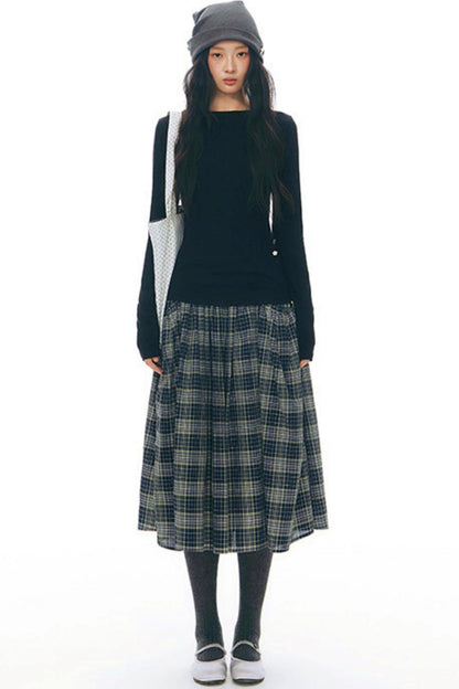 チェックレトロミディスカート