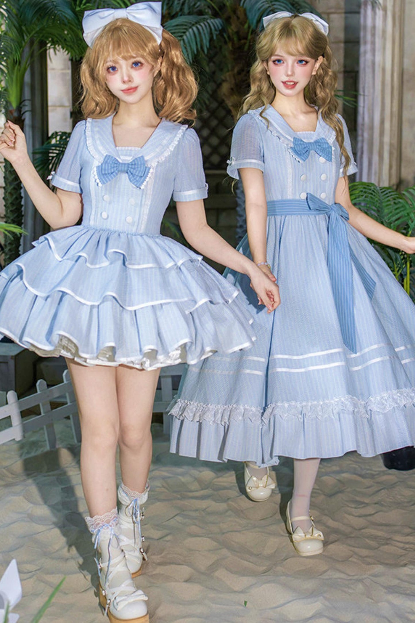 Klassisches maritimes Dienstmädchen-Lolita-Kleid + Accessoires