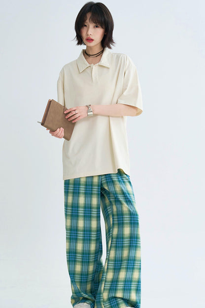 Minimalist Solid Polo Neck Top