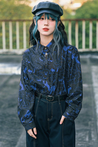 Stellar Meow Full Print Blouse