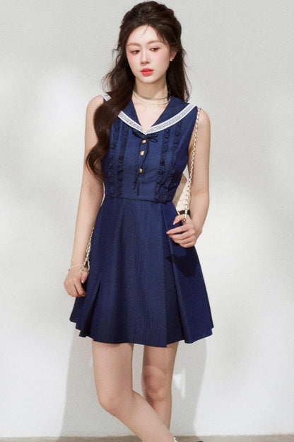 French Sailor Sleeveless Dress