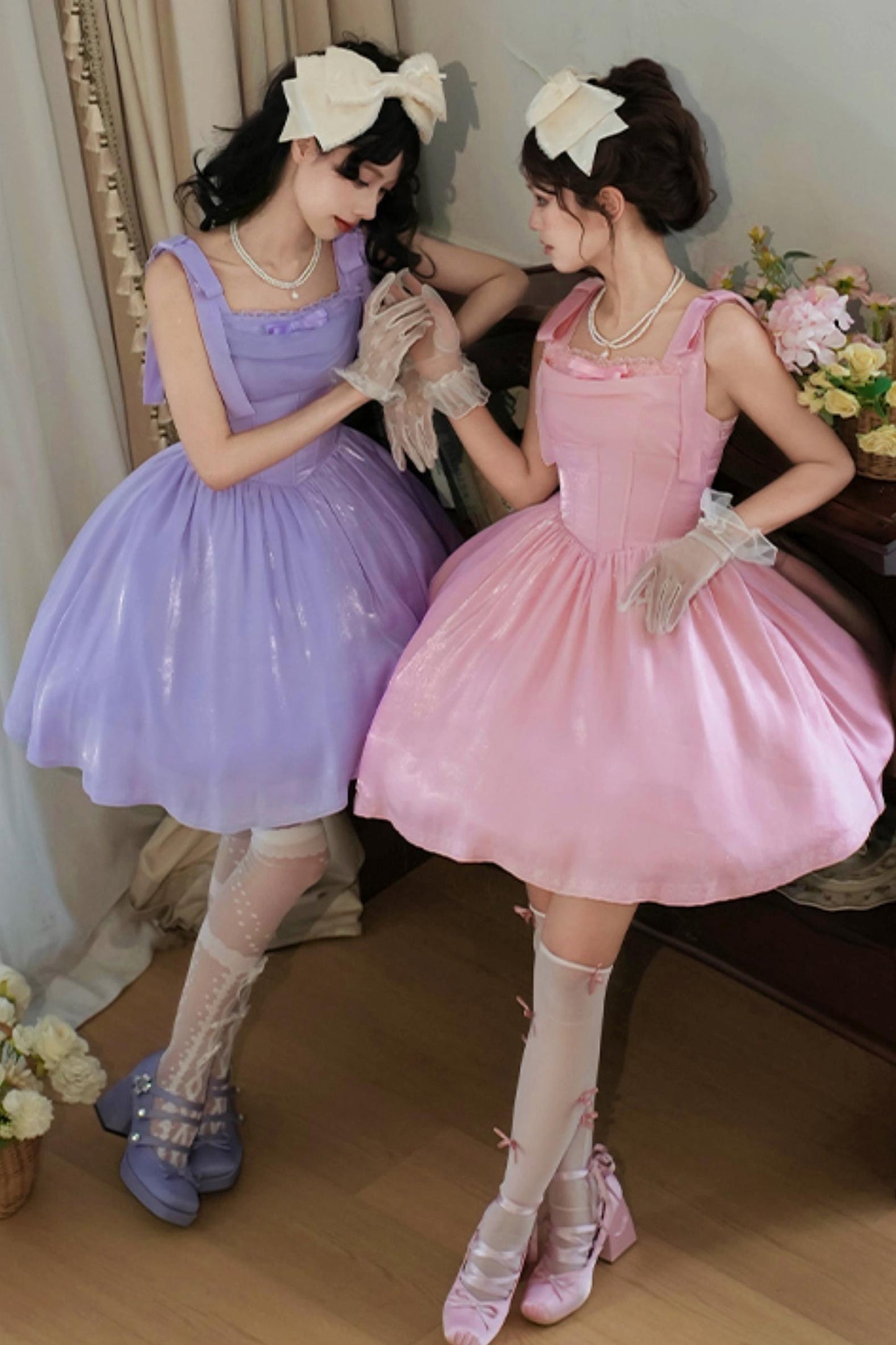 バブルシーヘリンボーンロリータジャンパースカートロリータセットアップ