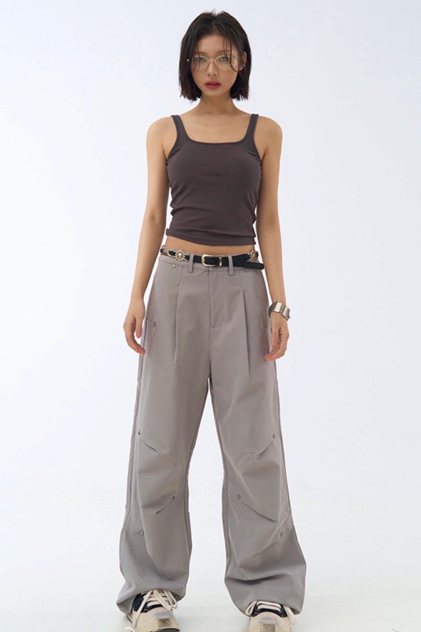 リラックスフィットプリーツレッグパンツ