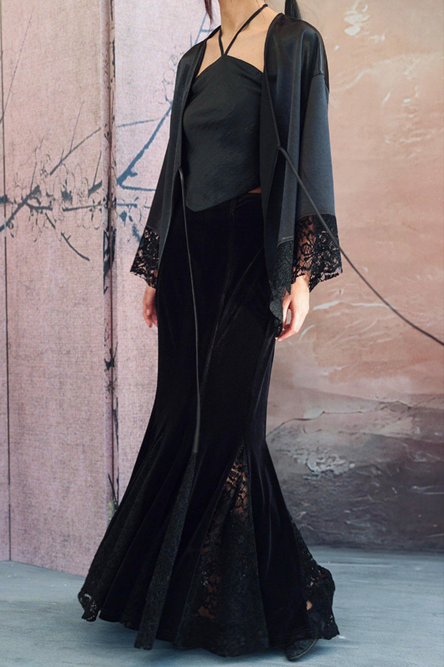 Dark Lace Satin Gown