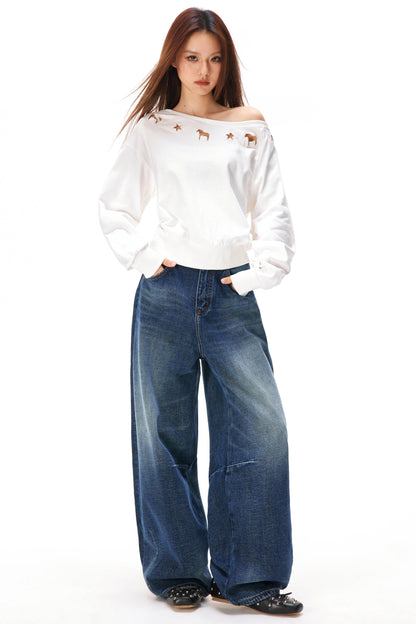 アシメトリカルオフショルダースウェット