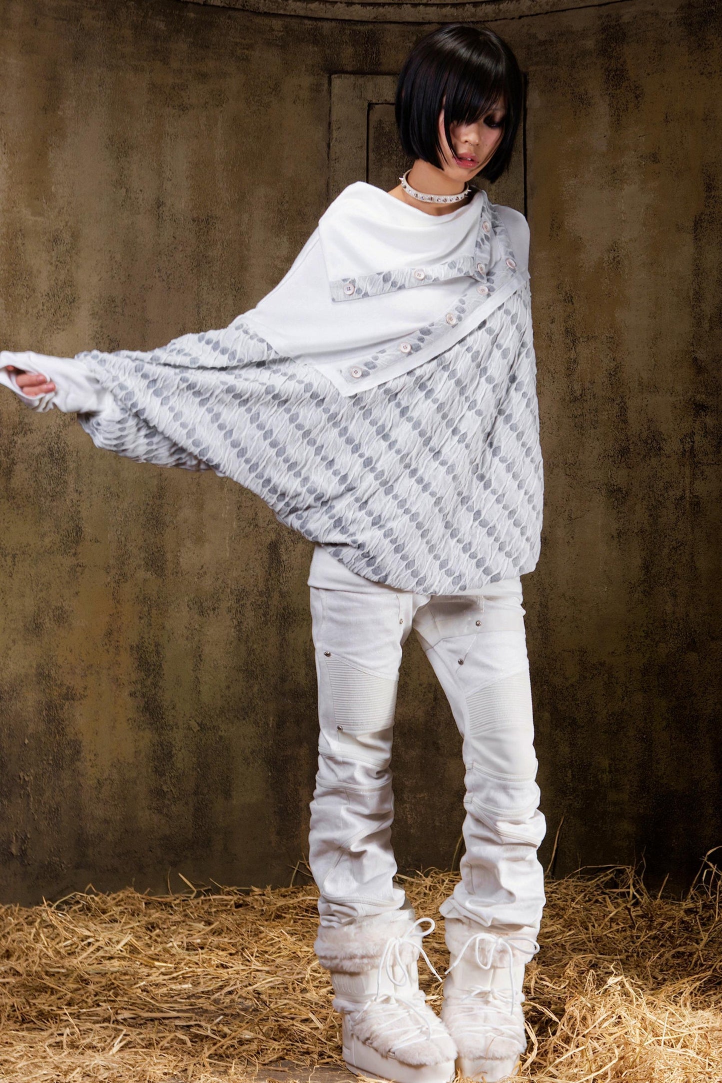 Stacked Collar Batwing Top