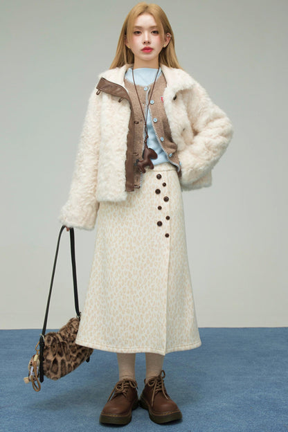 レオパードスウィートハートニットスカート