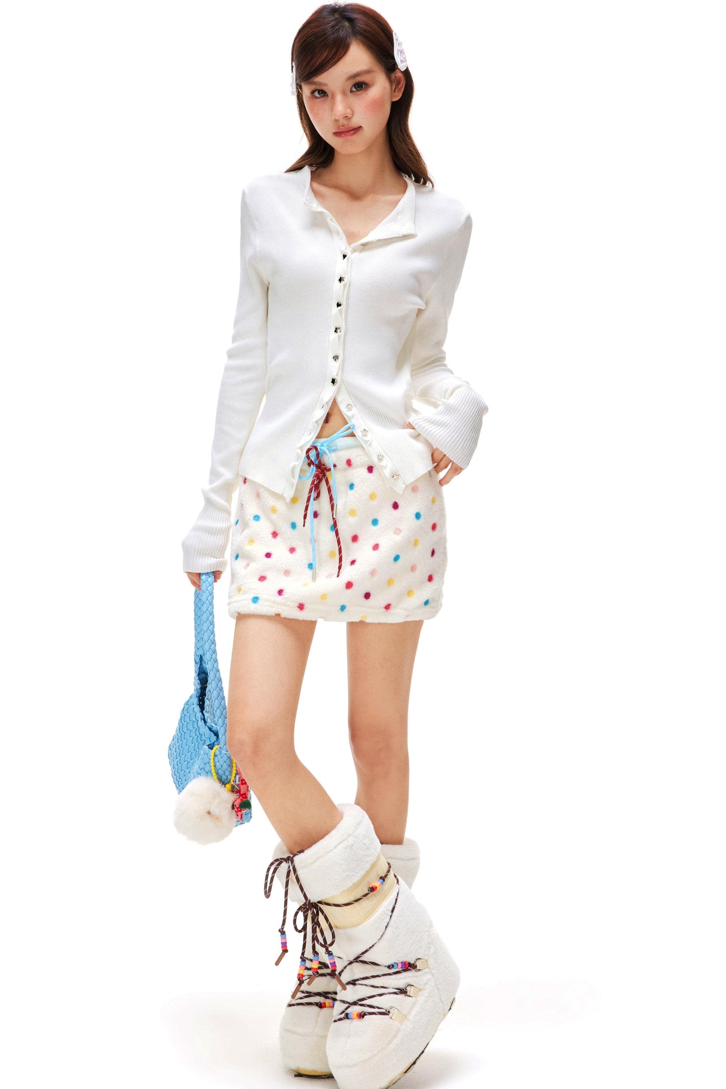 Love Star Button Slim Cardigan