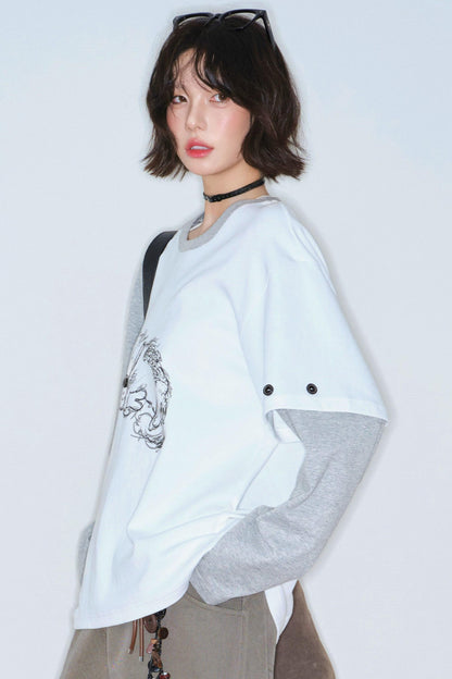 Gravity Cat Patchwork Top