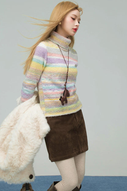 レインボーグラデーションストライプドセーター