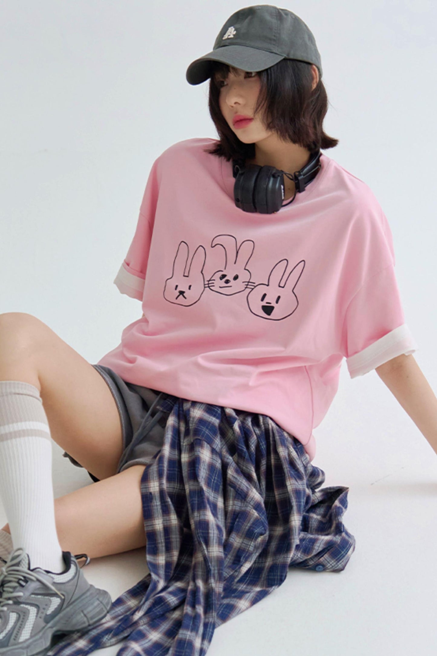 T-shirt doux à imprimé cordon