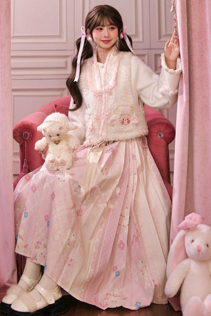 Pink Lamb Pleated Skirt