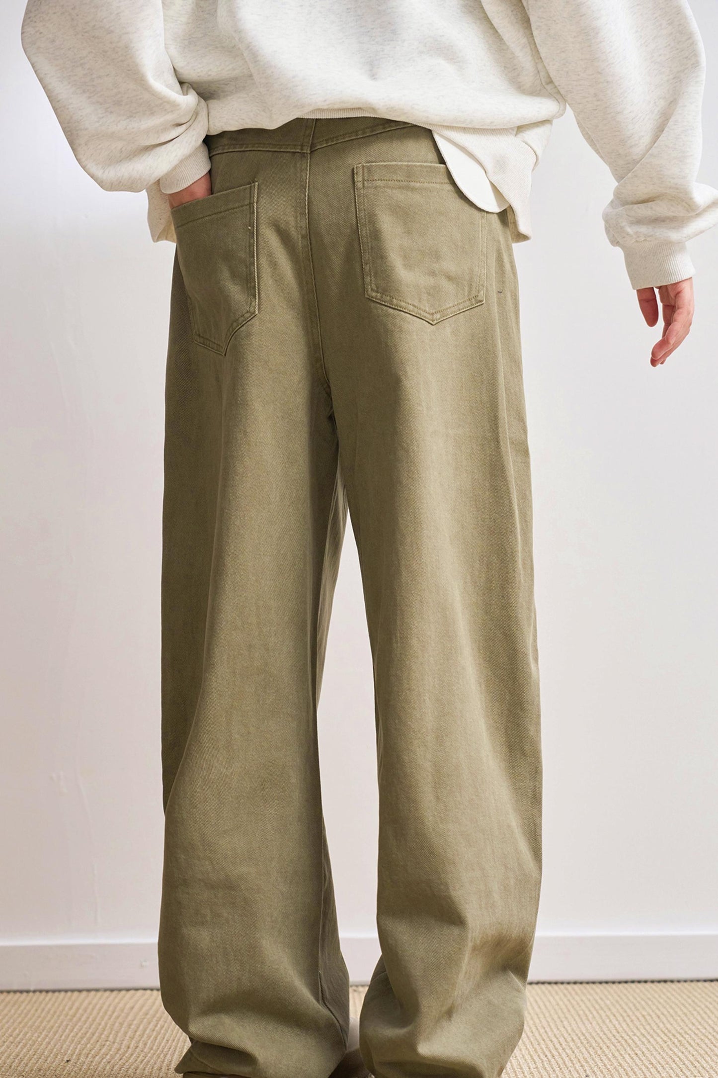 カジュアルソリッドストレートレッグスラックス