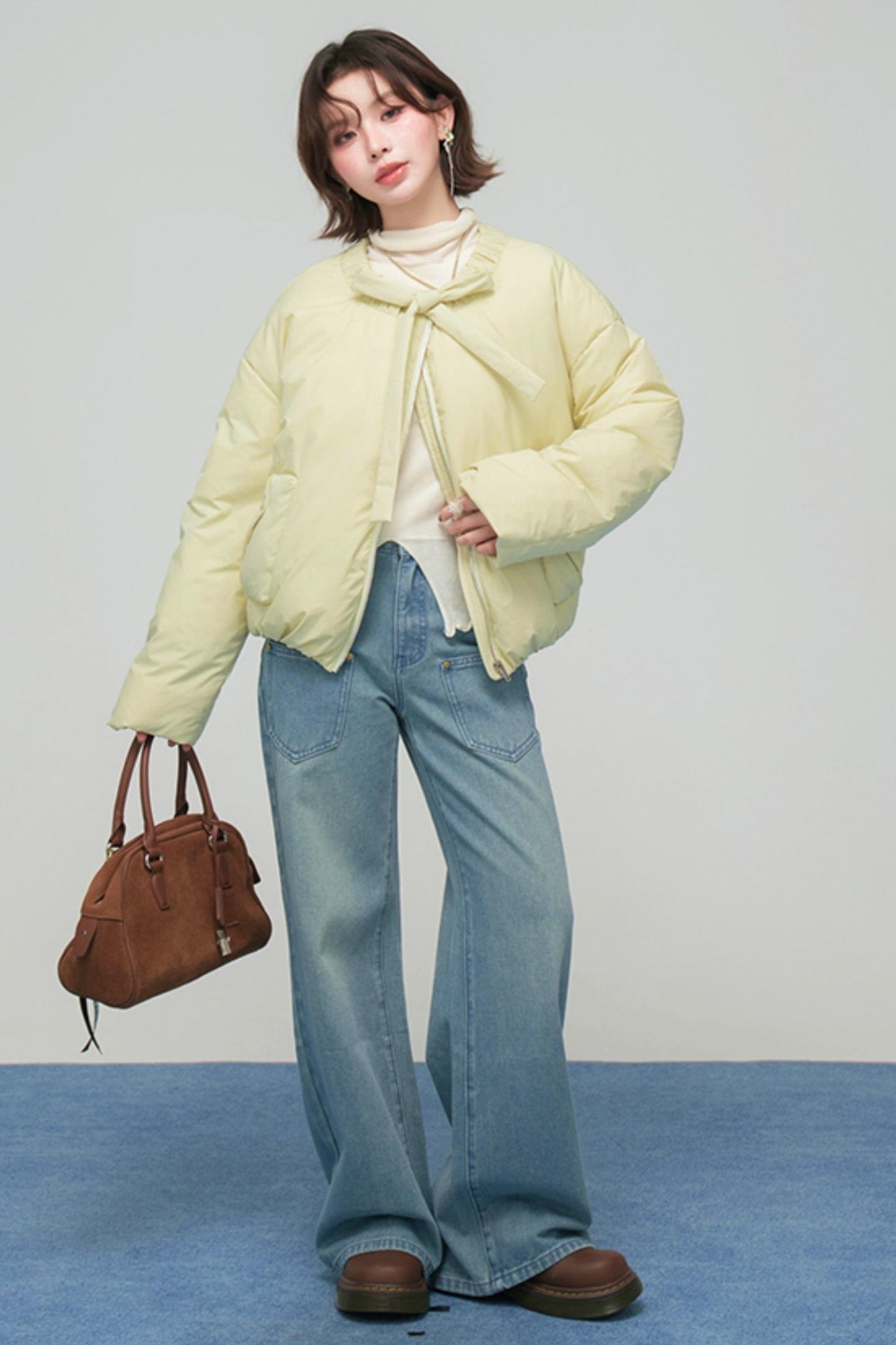 リボンショートダウンジャケット