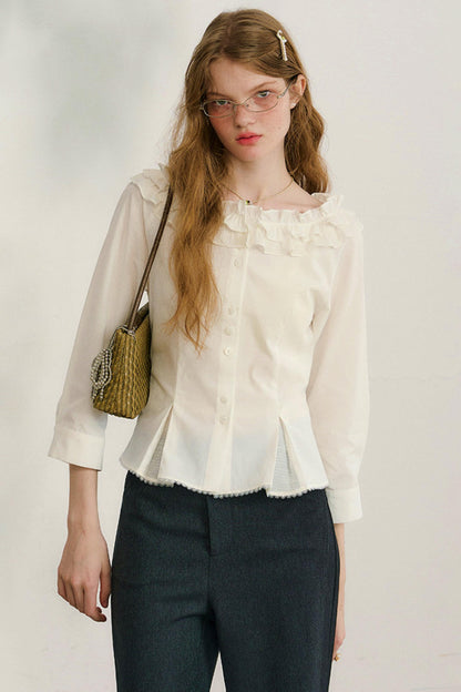 러브 프릴 레이스 블라우스