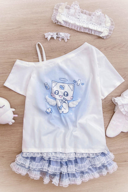 【天使界隈】エンジェルナースキャットTシャツ