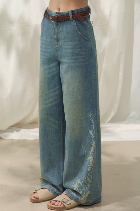 Laser Embossed Vintage Jeans