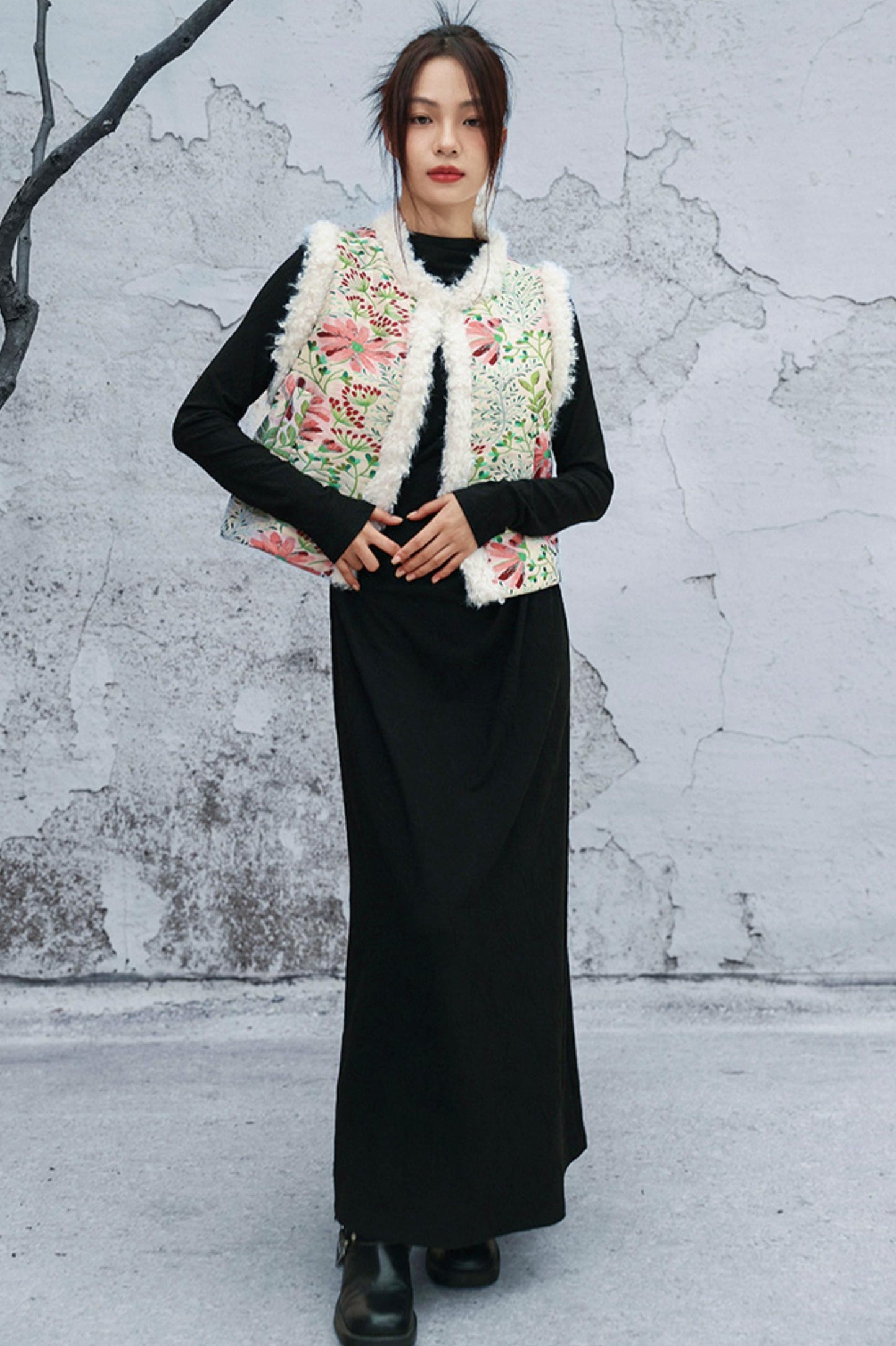 ブラックニットモードドレス