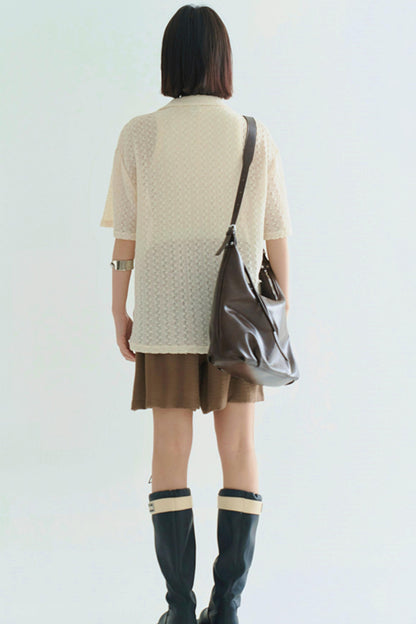 Sheer Polo Neck T-Shirt