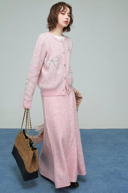 スウィートジャカードニットカーディガンセット