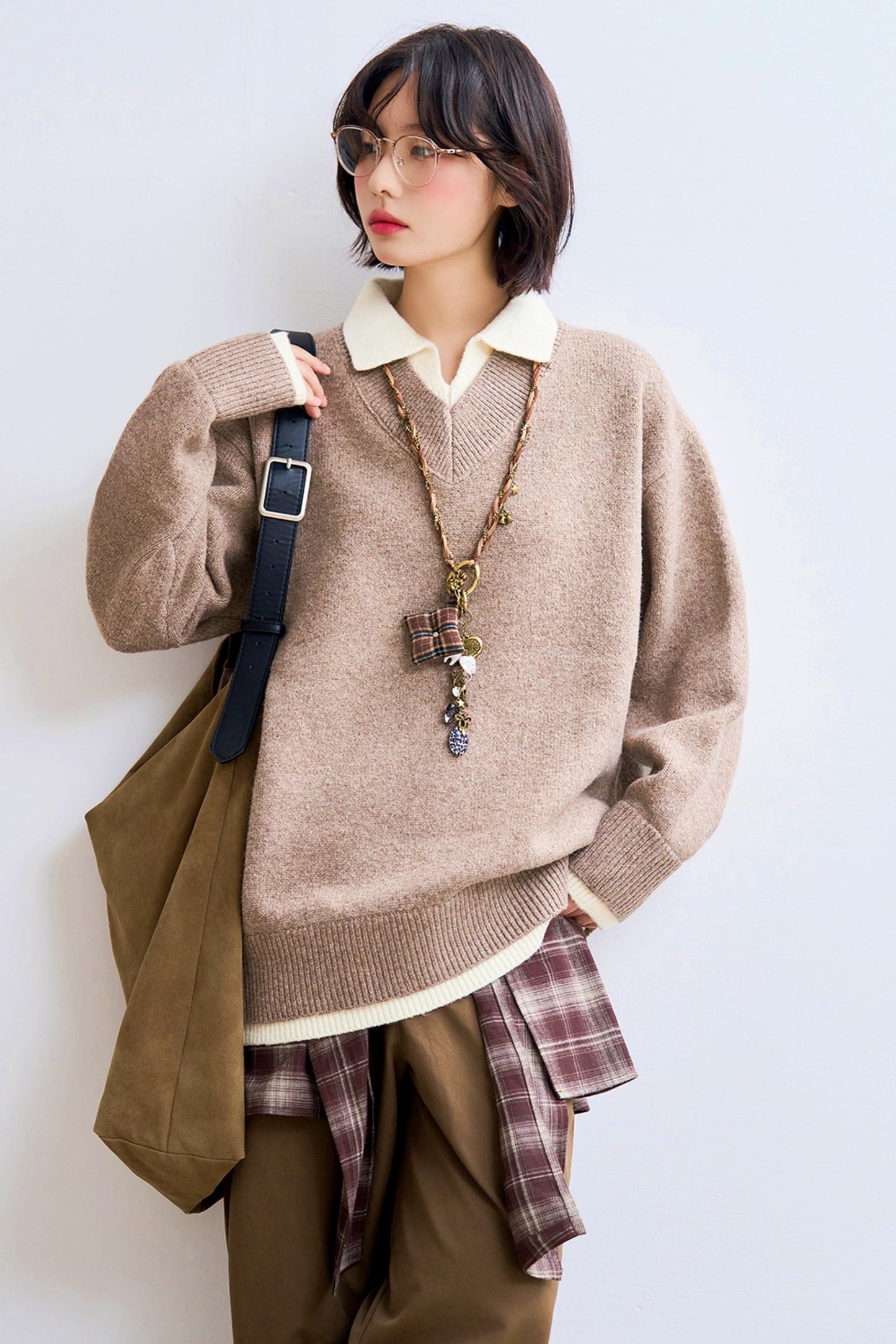 Relaxed Fit Lapel Knit Sweatshirt