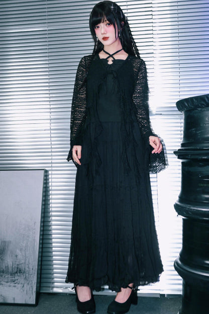 Gothic Chiffon Long Skirt