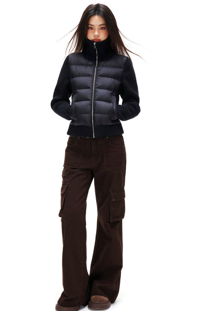 Ribbed Patchwork Down Jacket