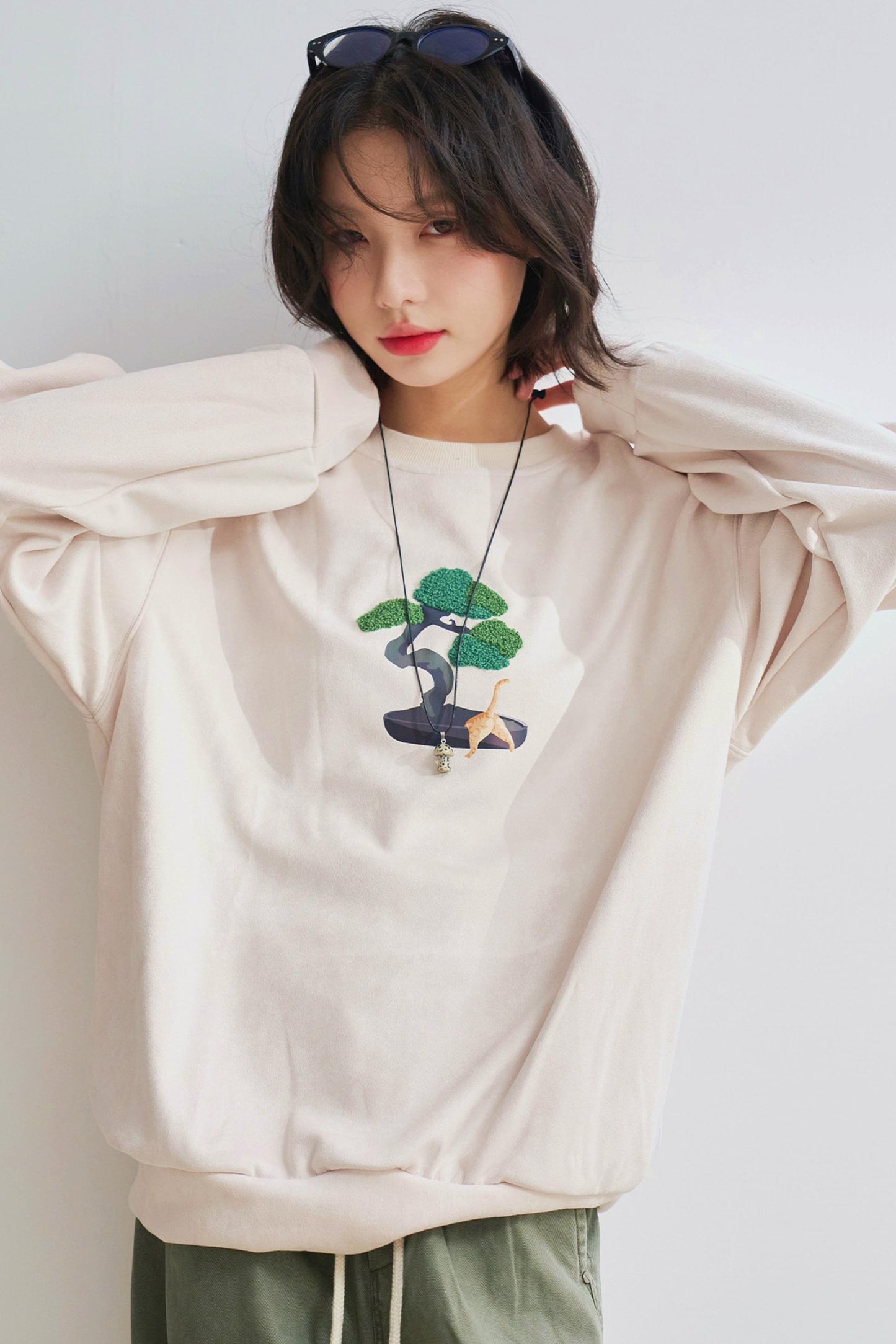 ボンサイクルーネックロングスリーブTシャツ