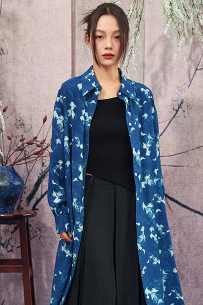 Vintage Blue Trench Shirt Dress