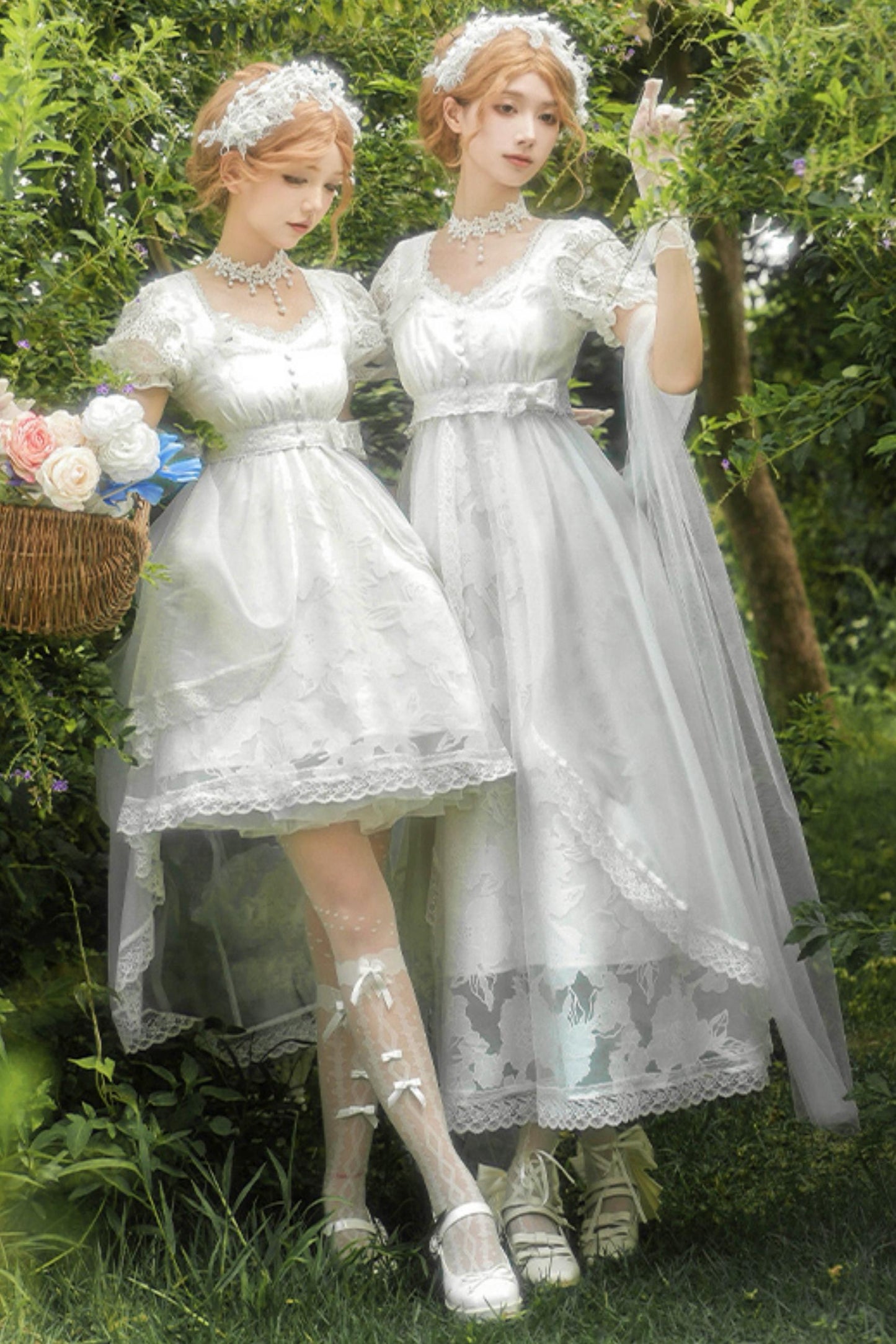 ホワイティトップス＋ストラップロリータドレス＋ヘアアクセサリー