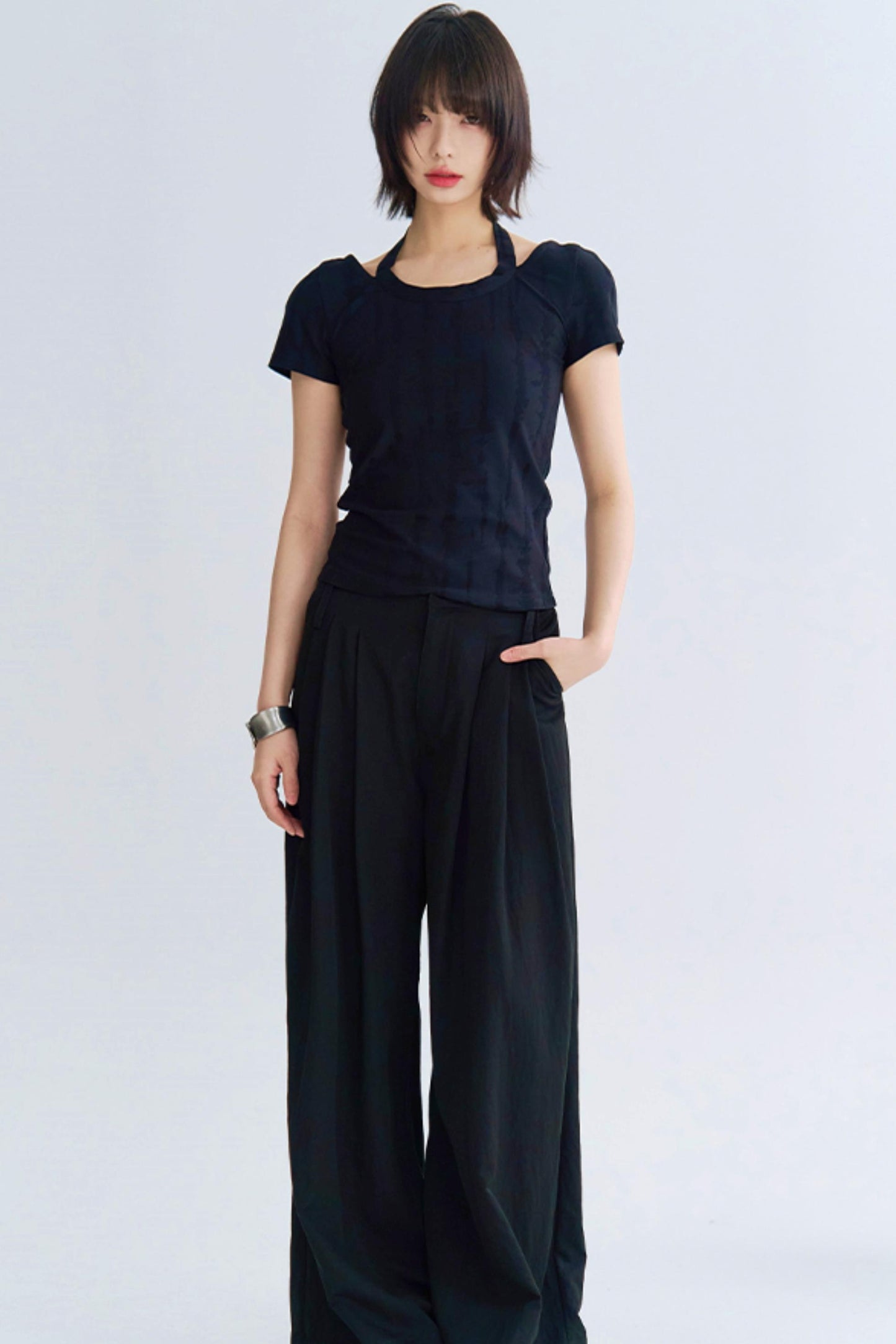 ハイウエストモップスタイルパンツ