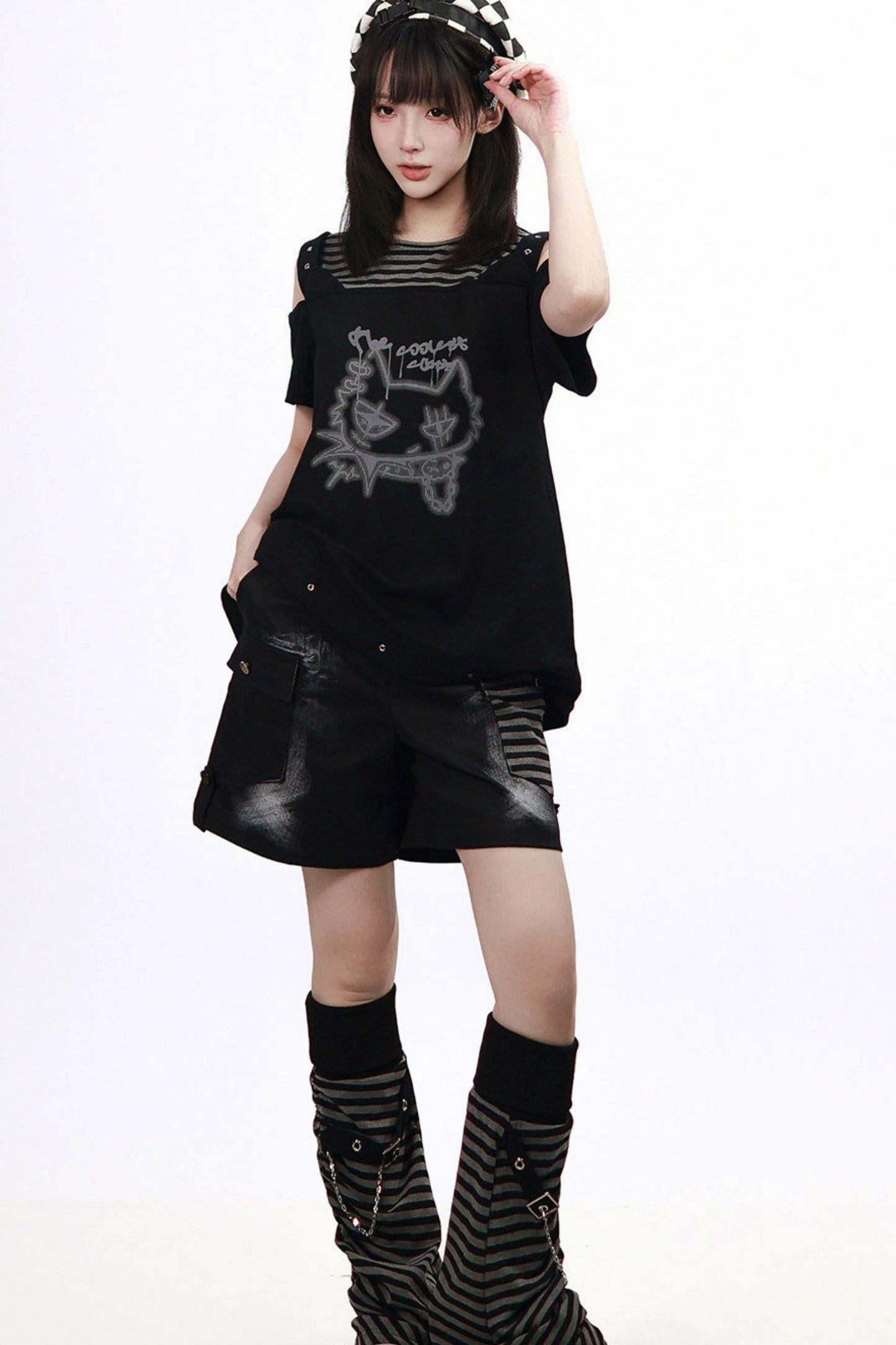 Schwarze-Katze-Rock-Punk-Set