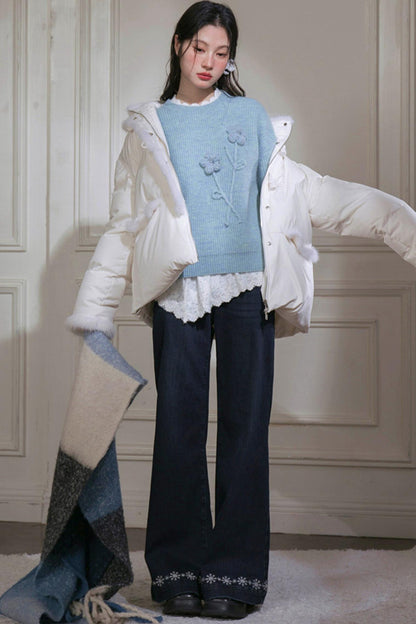 Velvet Lace Rabbit Fur Top