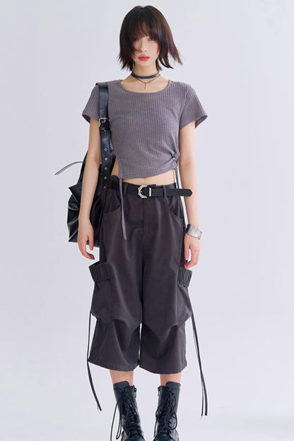 ルーズフィットクロップドカーゴトラウザーズパンツ