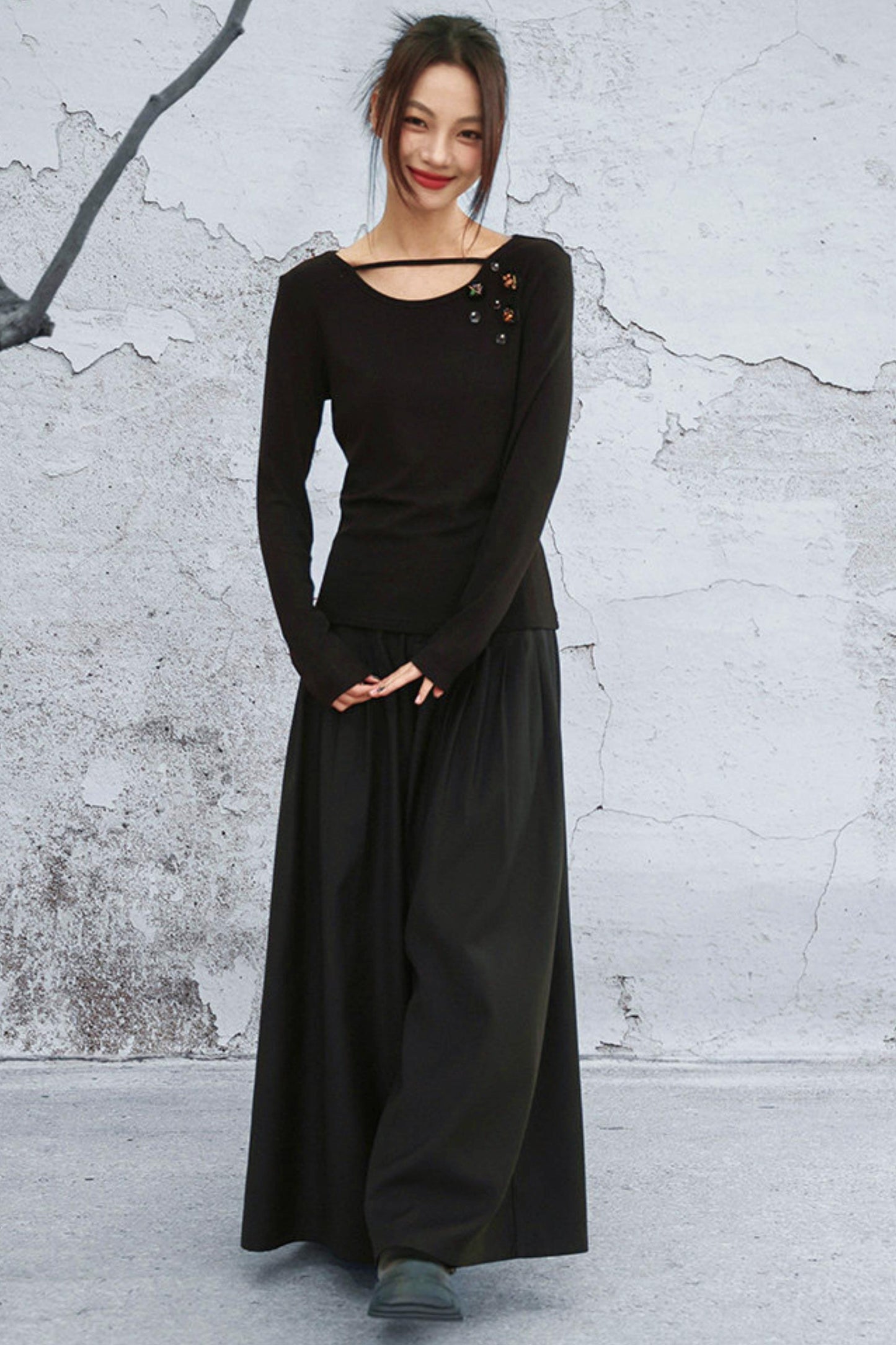 ダークモードワイドレッグパンツ