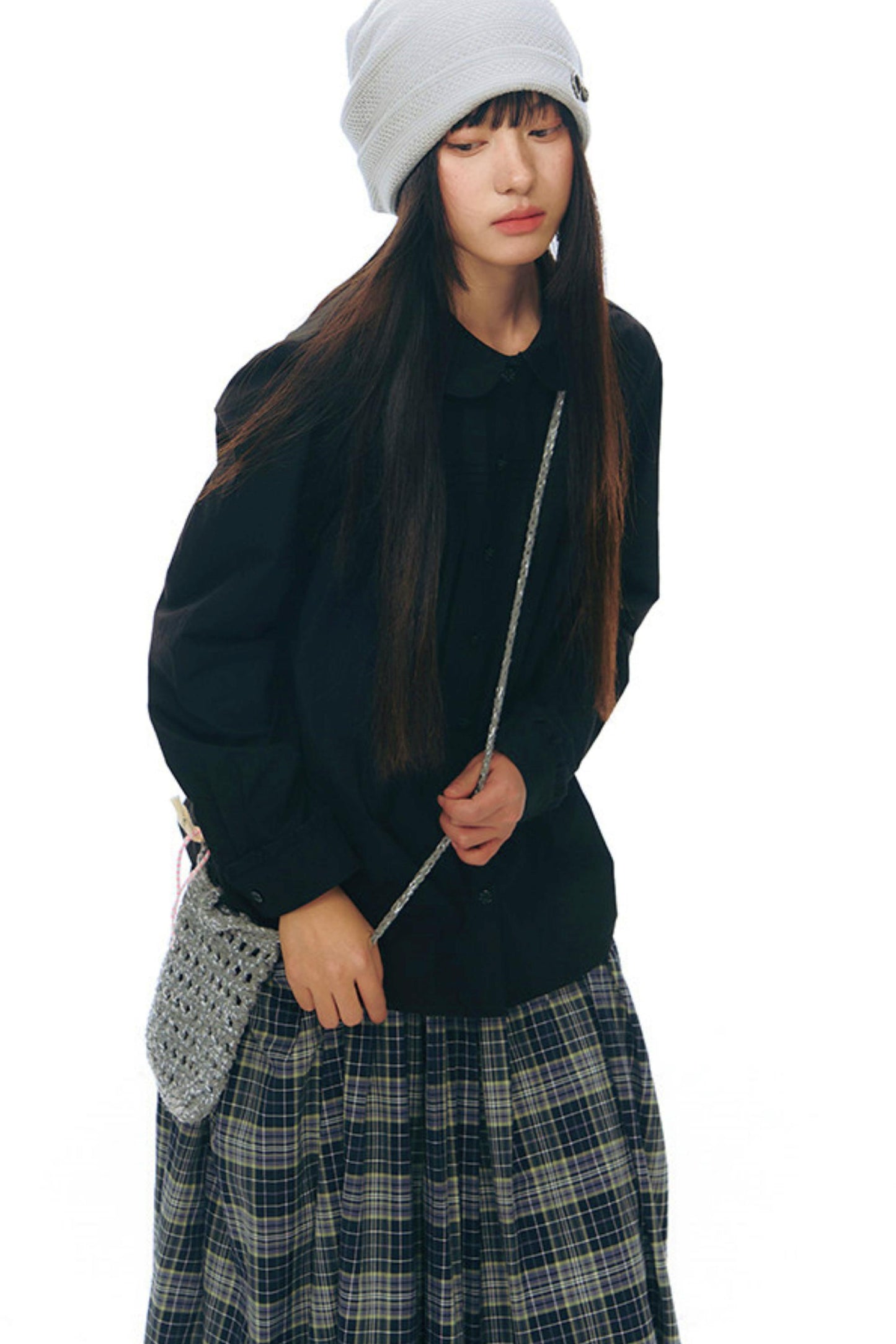 ドールカラープリーツコットンブラウス