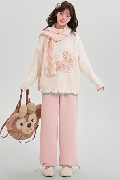 Sweet Fleece-Lined Wide Leg Pants