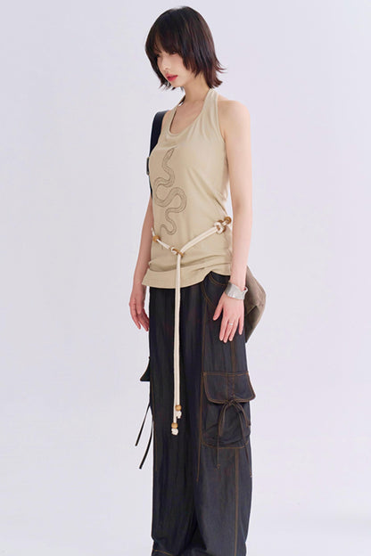 Reptile Print Backless Camisole