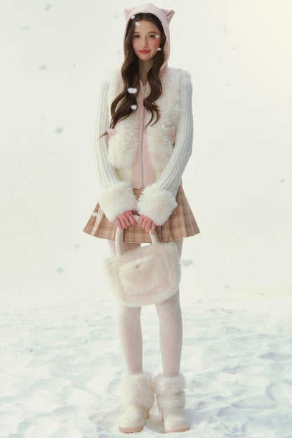 Cat Ear Fur Knit Jacket