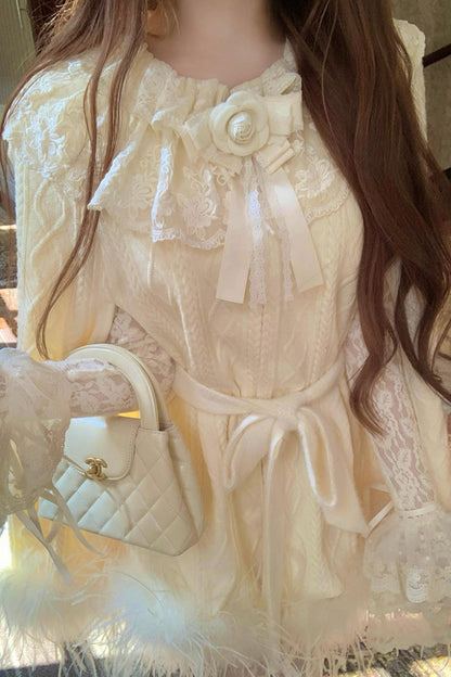 Lace Tight Flare Sleeve Hip Dress