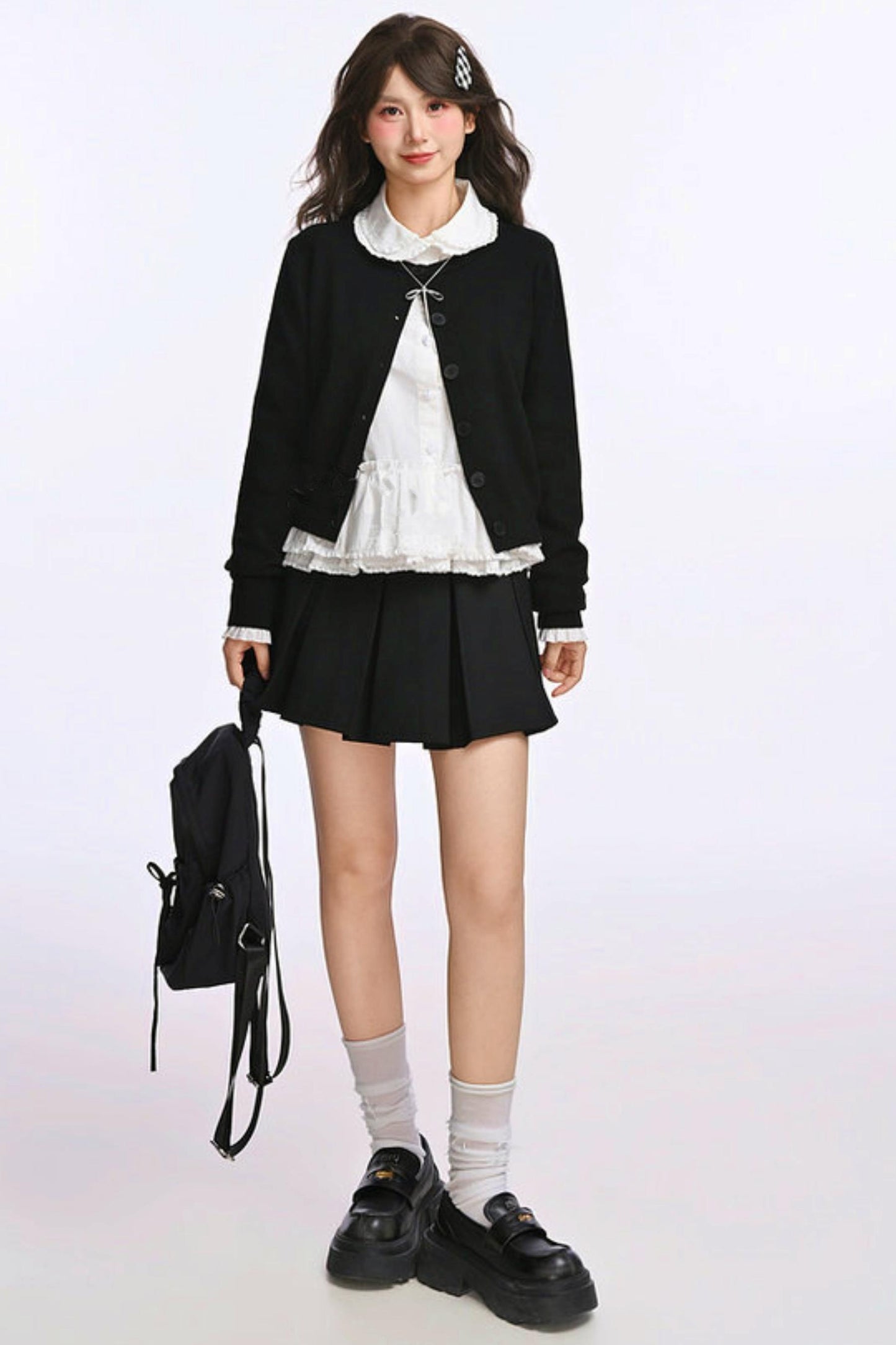 Double Layer Lace Doll Collar Blouse
