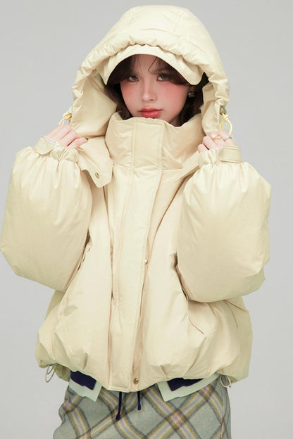 オートミールショートダウンジャケット