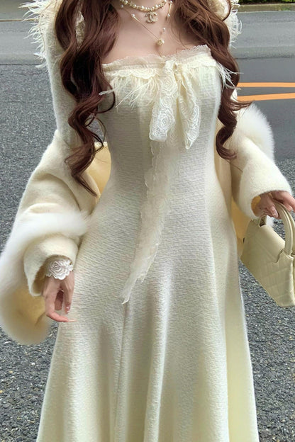 フレンチスイートスリムレースドレス