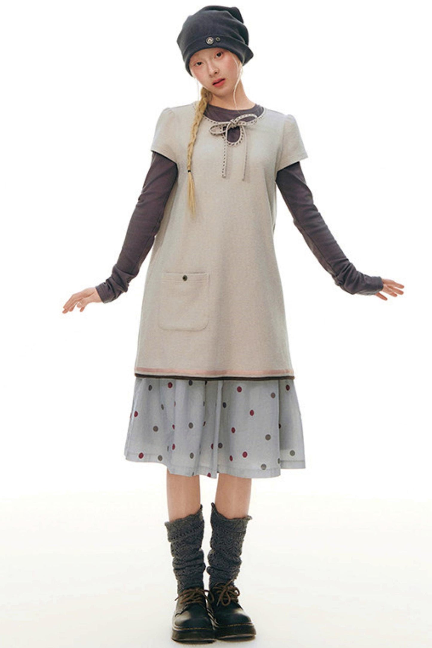 Retro Polka Dot Midi Skirt