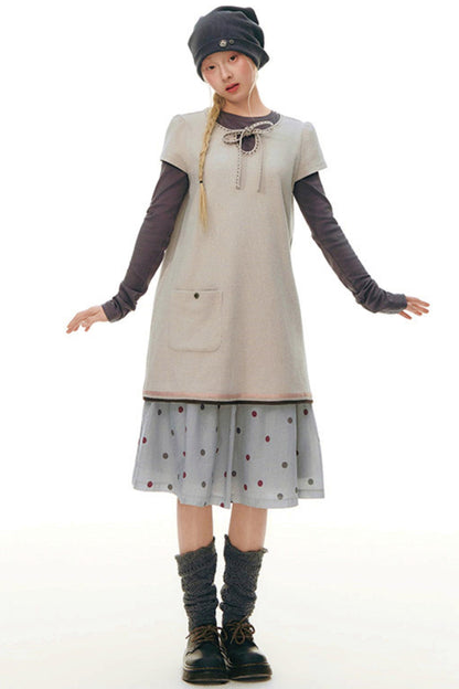 Retro Polka Dot Midi Skirt